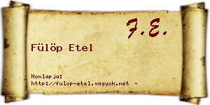 Fülöp Etel névjegykártya